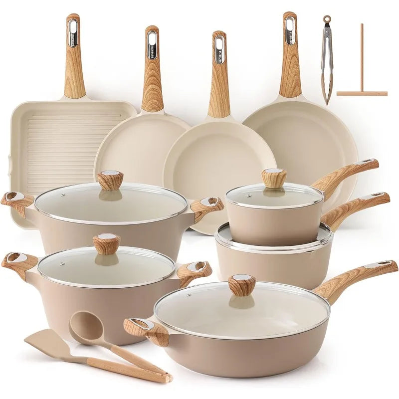 26Pcs Ceramic Cookware Set – Non-Stick, Non-Toxic Pots & Pans for Healthy Cooking