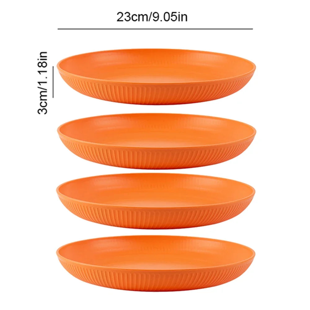 Wheat Straw Reusable Plates – 23cm Round Salad & Dinner Dish Set, Microwave & Dishwasher Safe