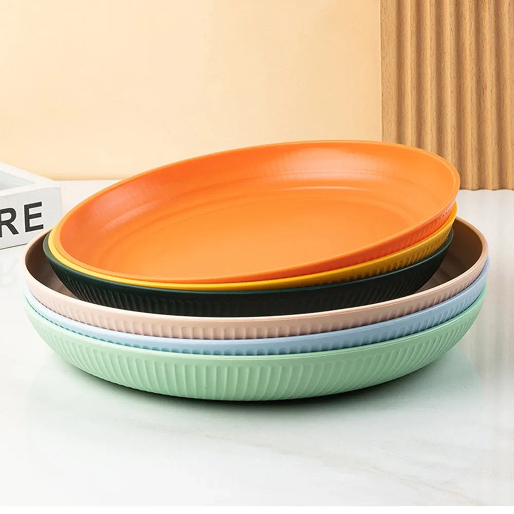 Wheat Straw Reusable Plates – 23cm Round Salad & Dinner Dish Set, Microwave & Dishwasher Safe