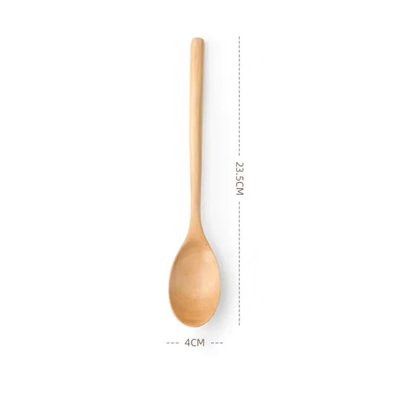 2Pcs Wooden Utensil Set – Eco-Friendly Soup & Tea Spoons for Kitchen or Café Use
