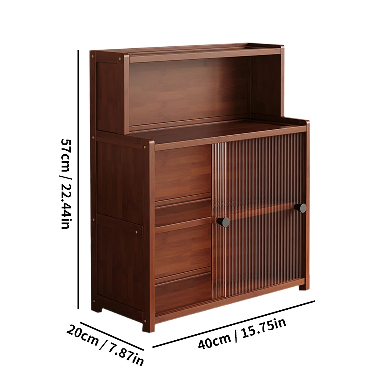 Bamboo Kitchen Storage Cabinet – 1/2/3 Tier Sideboard with Acrylic Doors (Walnut)