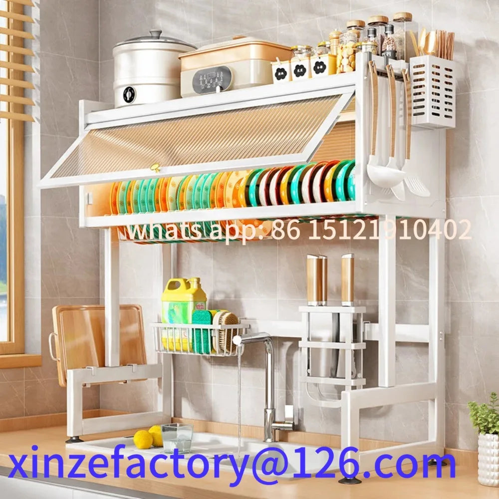 Customizable Cabinet Door Shelf Trough Over Sinks Kitchen Home Storage Drying Dish Racks