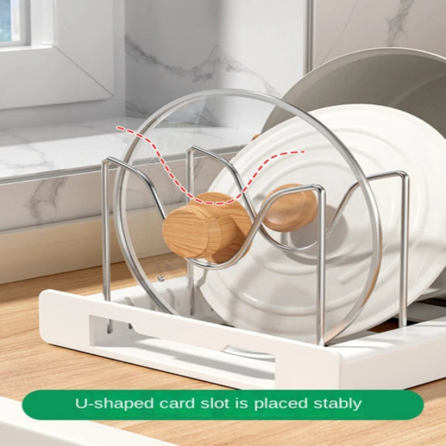 Foldable Kitchen Utensil & Pot Lid Storage Rack – Space-Saving Organizer for Countertop