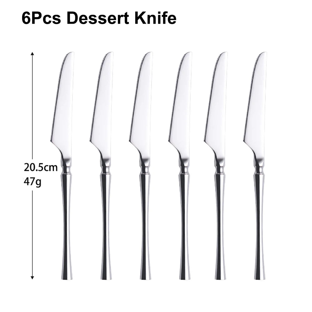 Stainless Steel Tableware Set – 6/24/30 Pcs Silver Dinner Flatware for Western Dining