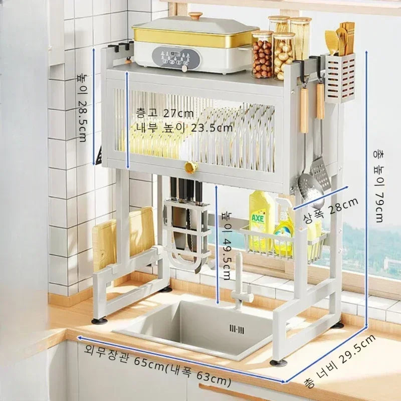 Customizable Cabinet Door Shelf Trough Over Sinks Kitchen Home Storage Drying Dish Racks