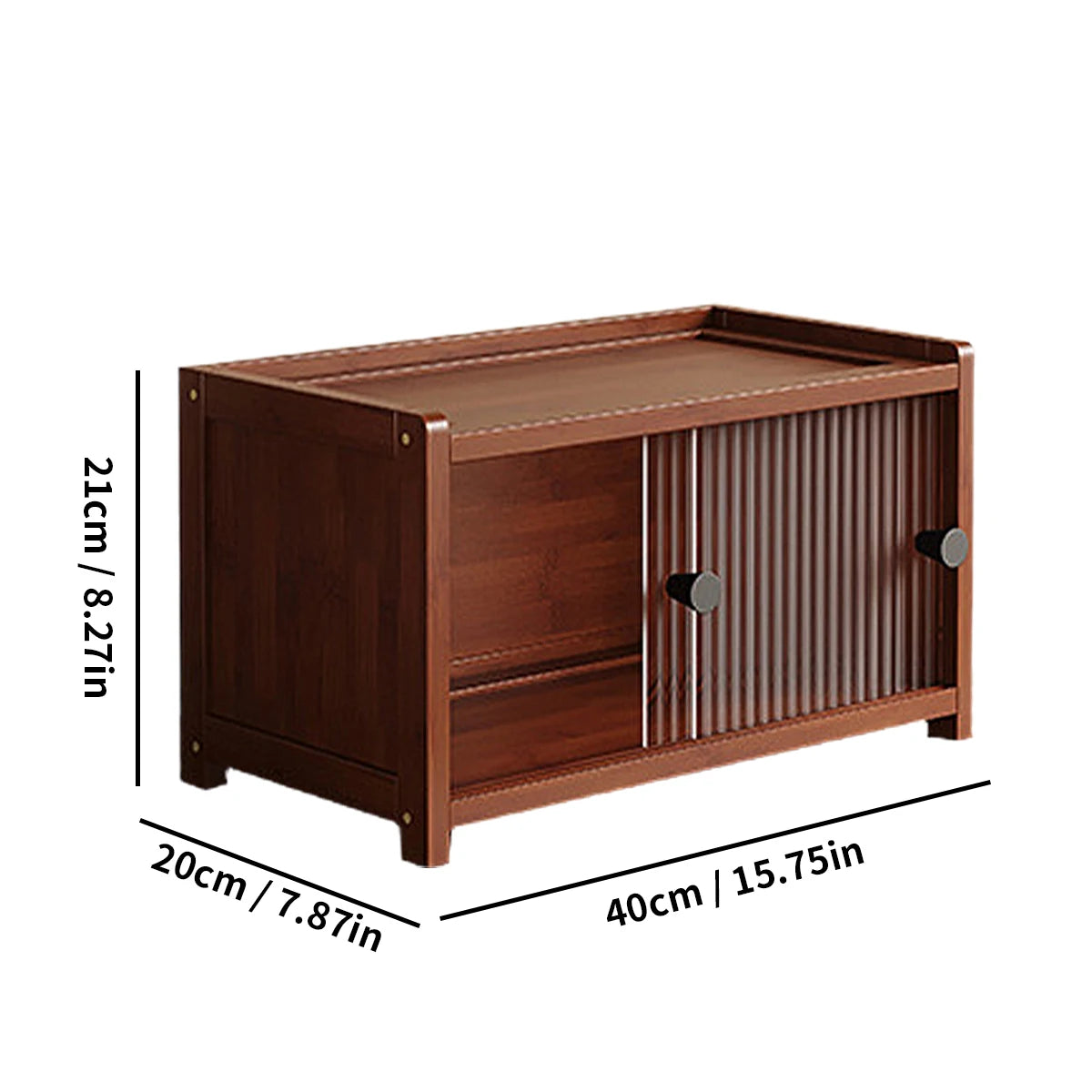 Bamboo Kitchen Storage Cabinet – 1/2/3 Tier Sideboard with Acrylic Doors (Walnut)