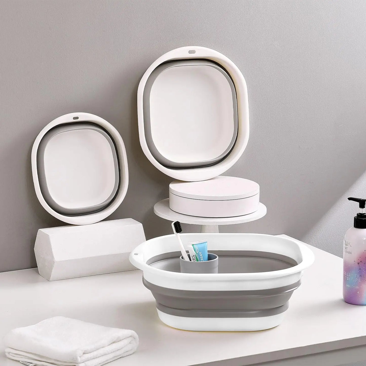 3-Pack Folding Wash Basin – Space-Saving Laundry, Dish & Fruit Storage Tubs for Home & Travel