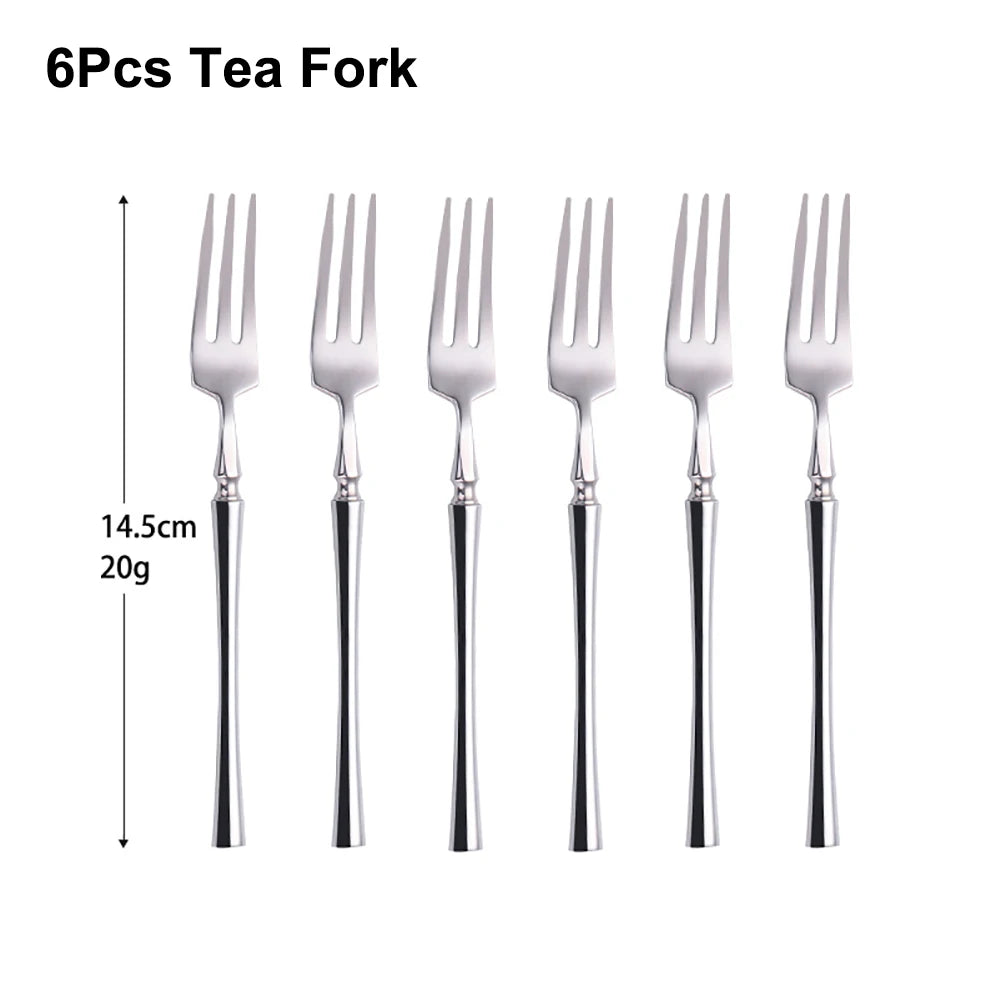 Stainless Steel Tableware Set – 6/24/30 Pcs Silver Dinner Flatware for Western Dining