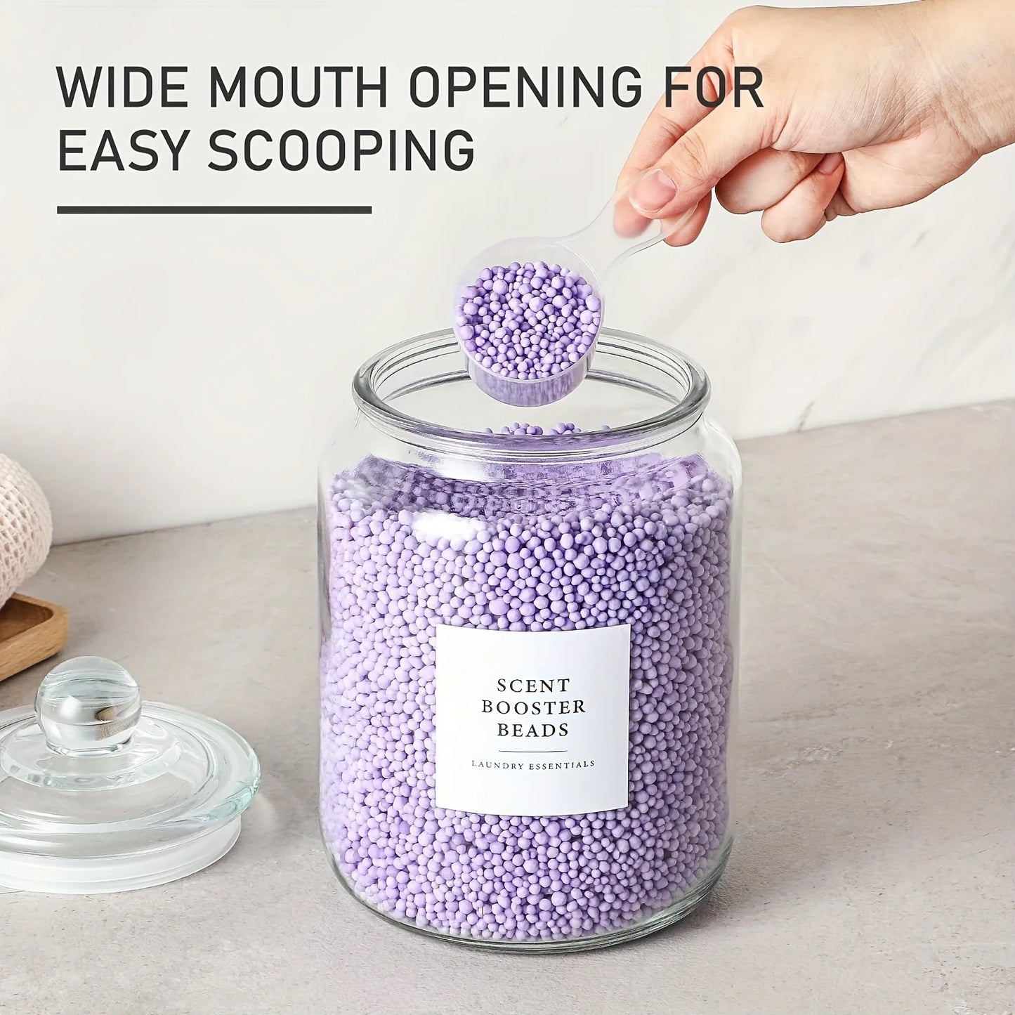 Large Glass Jar with Lid and Label – Airtight Laundry Storage Container with Spoon (Half Gallon)