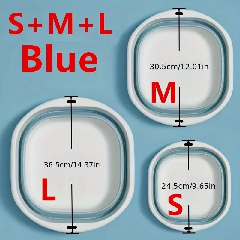 3-Pack Folding Wash Basin – Space-Saving Laundry, Dish & Fruit Storage Tubs for Home & Travel