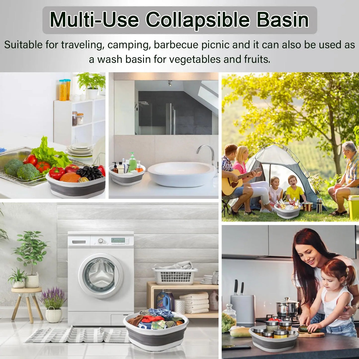 3-Pack Folding Wash Basin – Space-Saving Laundry, Dish & Fruit Storage Tubs for Home & Travel