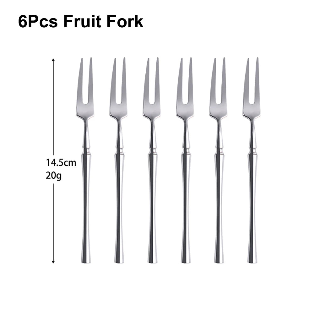 Stainless Steel Tableware Set – 6/24/30 Pcs Silver Dinner Flatware for Western Dining