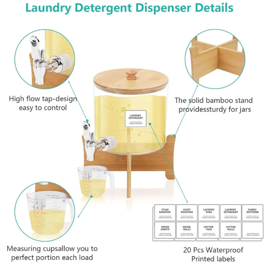 3-Piece Laundry Organizer Set – Liquid Detergent Dispenser, Pods & Dryer Sheet Containers