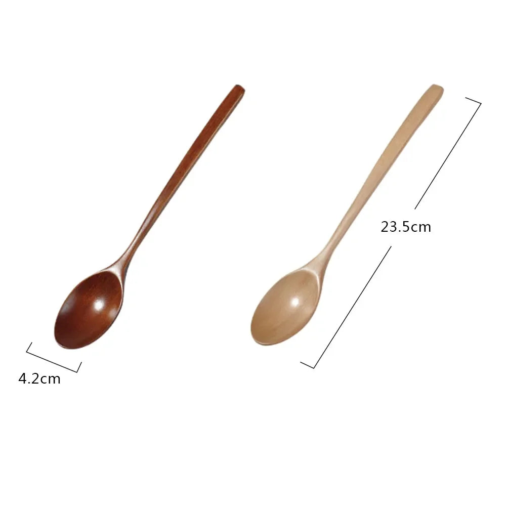 2Pcs Wooden Utensil Set – Eco-Friendly Soup & Tea Spoons for Kitchen or Café Use