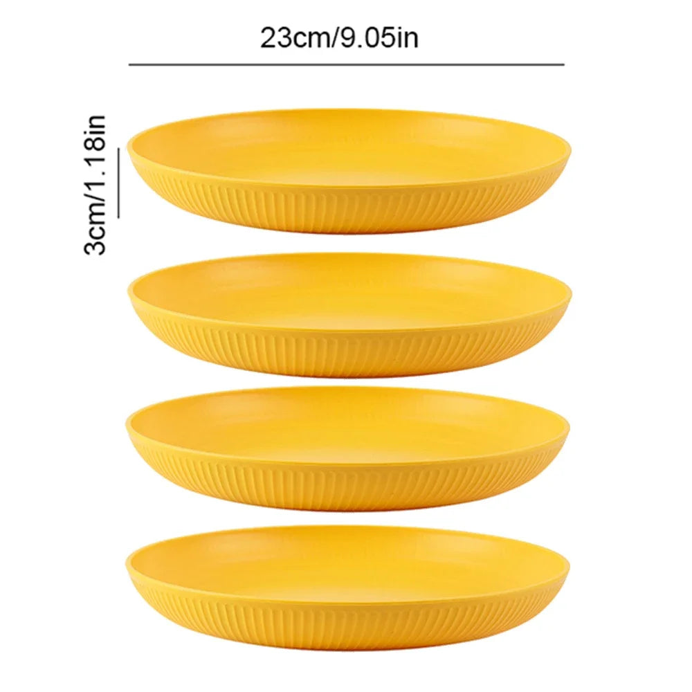Wheat Straw Reusable Plates – 23cm Round Salad & Dinner Dish Set, Microwave & Dishwasher Safe