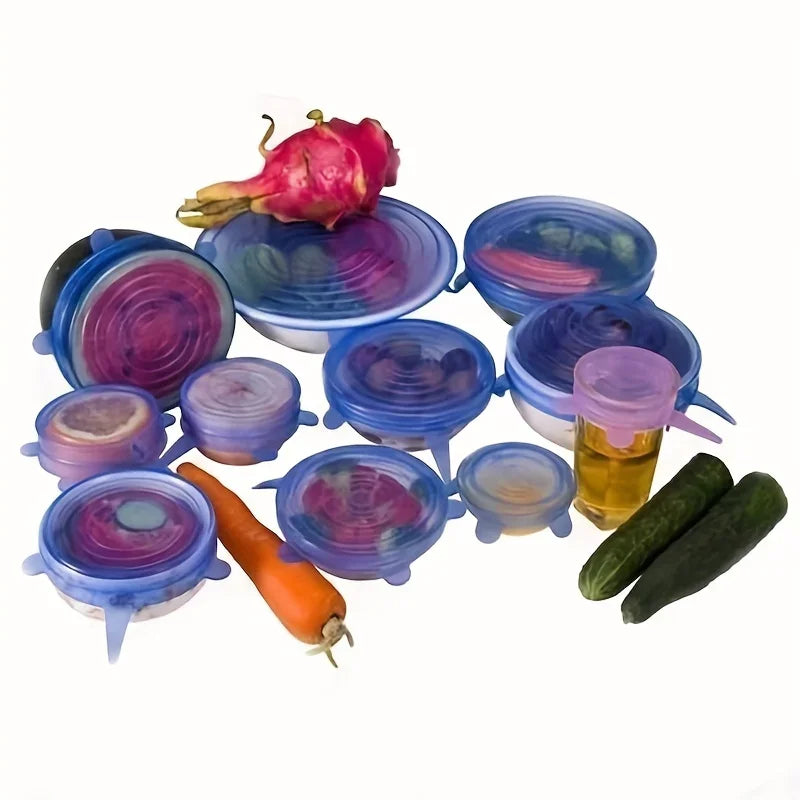 6Pcs Universal Silicone Stretch Lids – Fresh-Keeping Bowl Covers for Fridge & Microwave