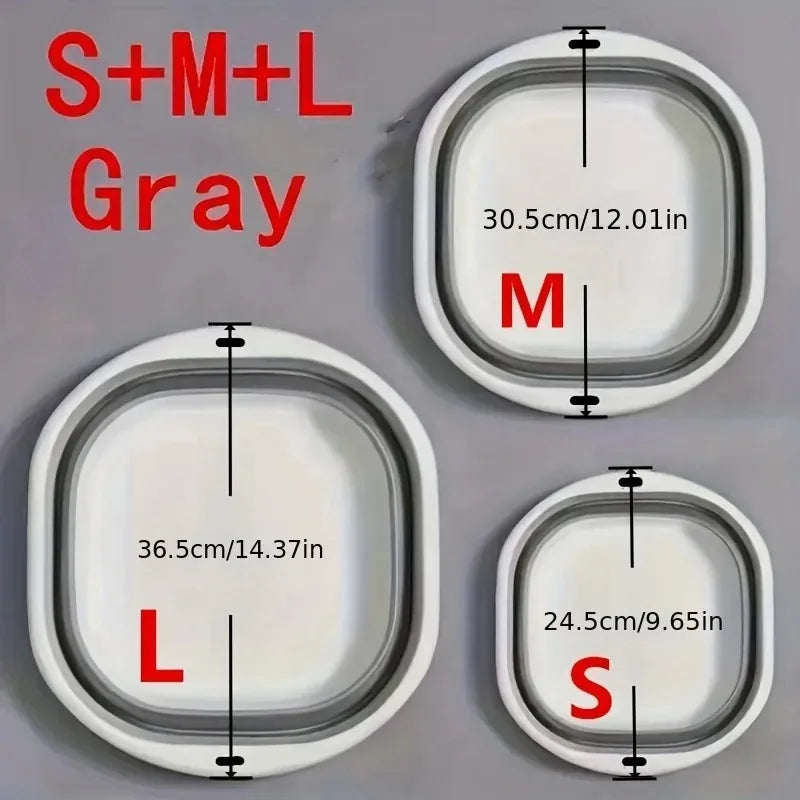 3-Pack Folding Wash Basin – Space-Saving Laundry, Dish & Fruit Storage Tubs for Home & Travel