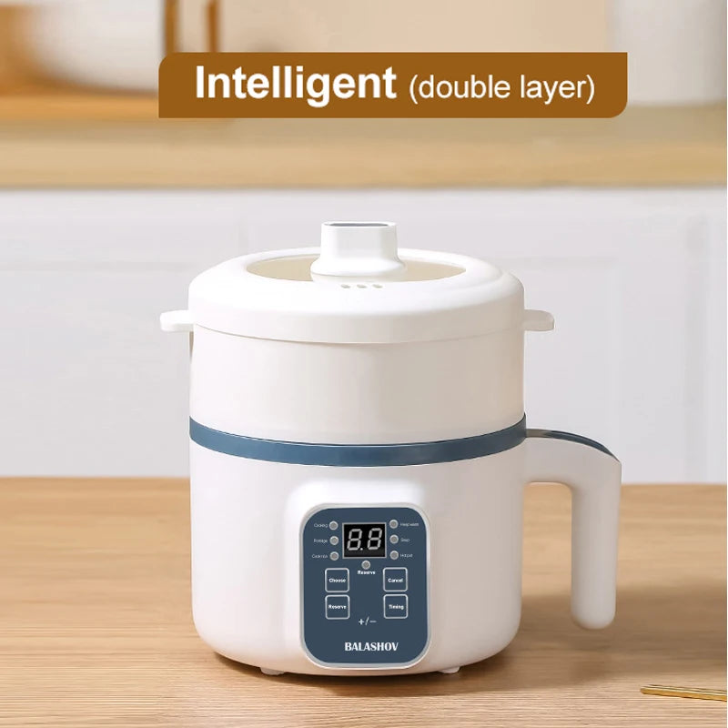 Mini Electric Rice Cooker – Single/Double Layer Smart MultiCooker for 1–2 People