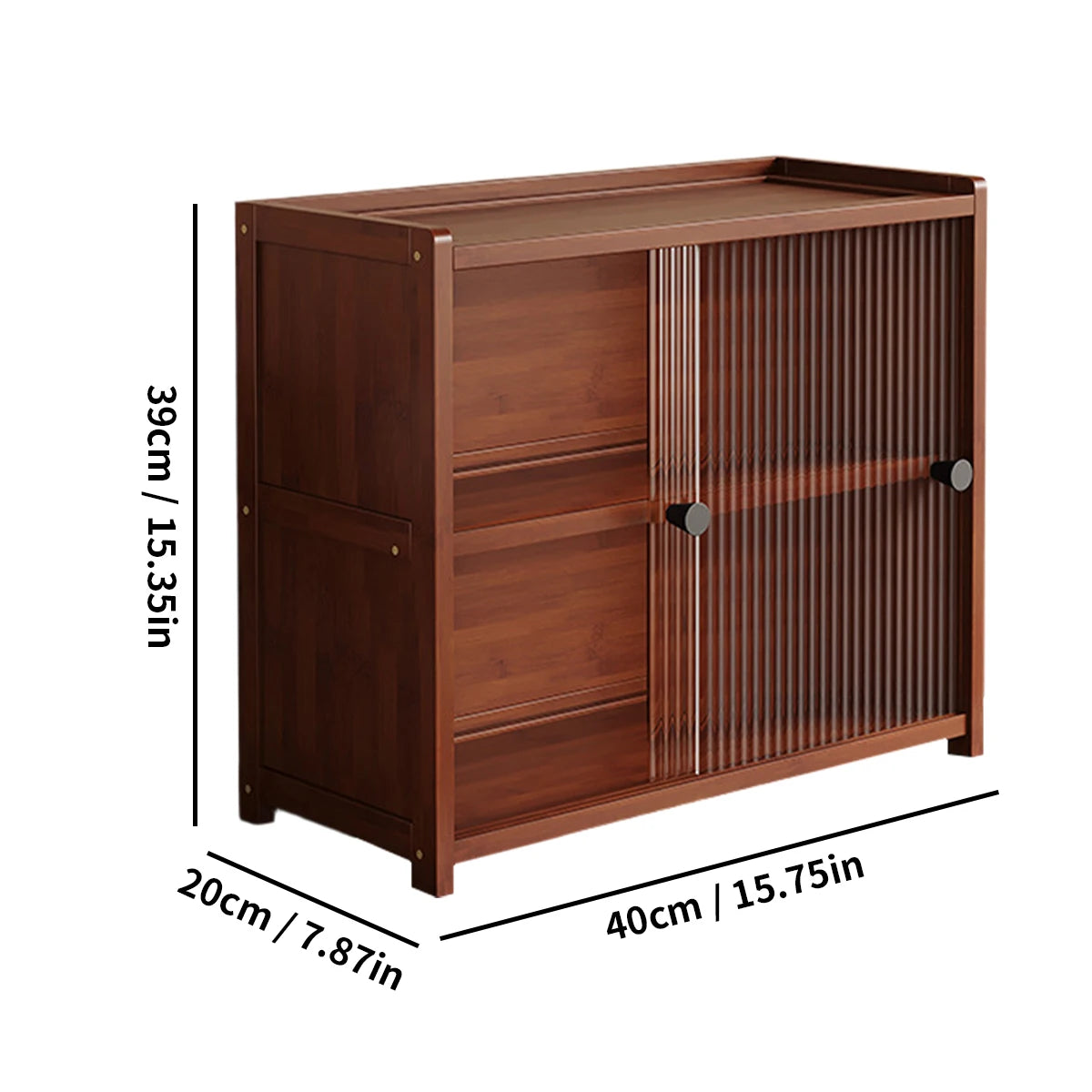 Bamboo Kitchen Storage Cabinet – 1/2/3 Tier Sideboard with Acrylic Doors (Walnut)