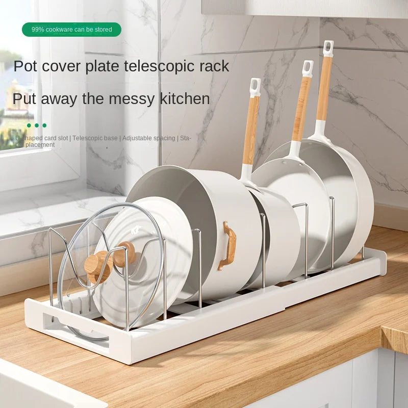 Foldable Kitchen Utensil & Pot Lid Storage Rack – Space-Saving Organizer for Countertop
