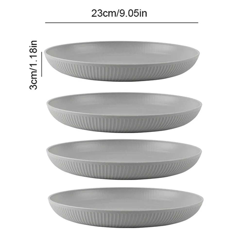 Wheat Straw Reusable Plates – 23cm Round Salad & Dinner Dish Set, Microwave & Dishwasher Safe