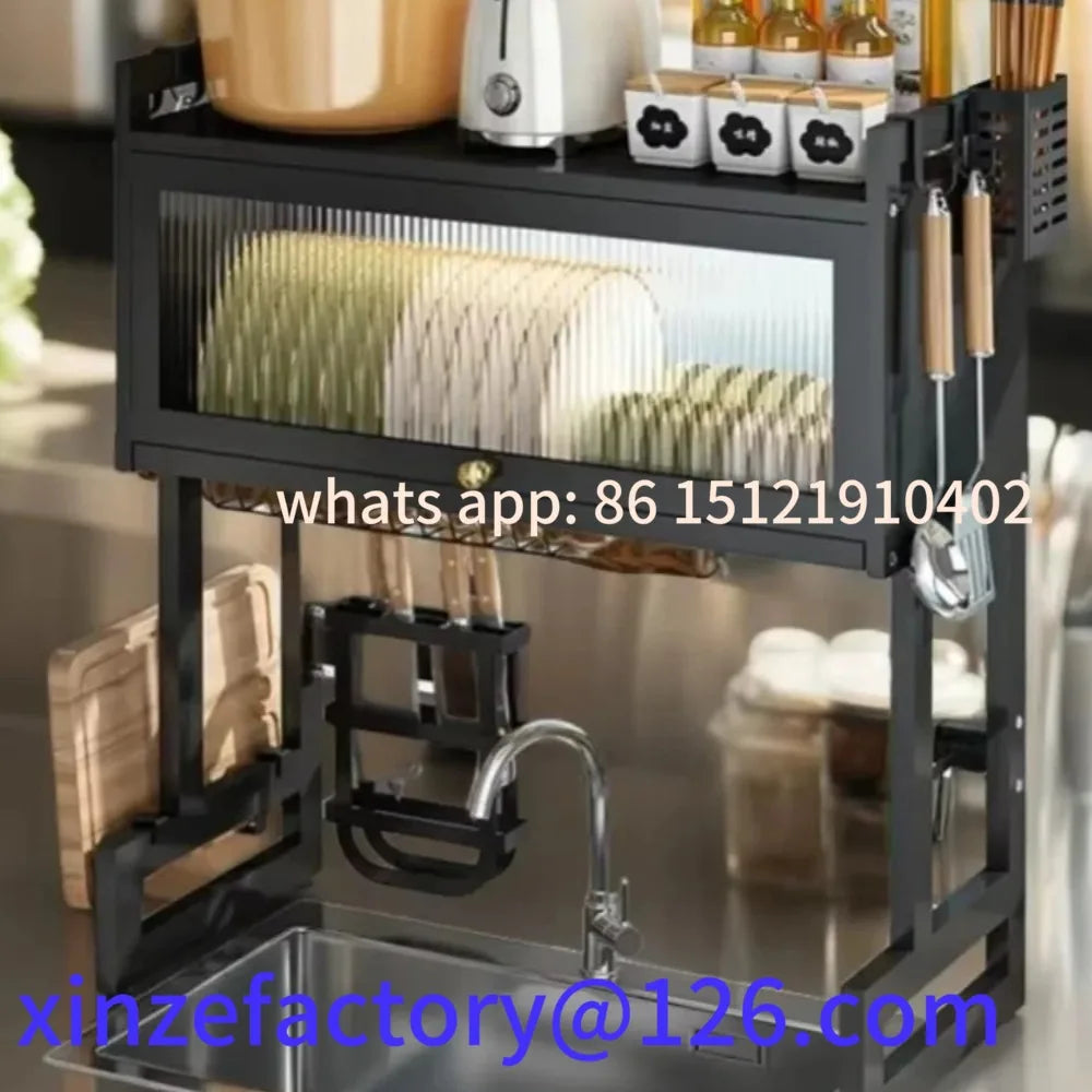 Customizable Cabinet Door Shelf Trough Over Sinks Kitchen Home Storage Drying Dish Racks