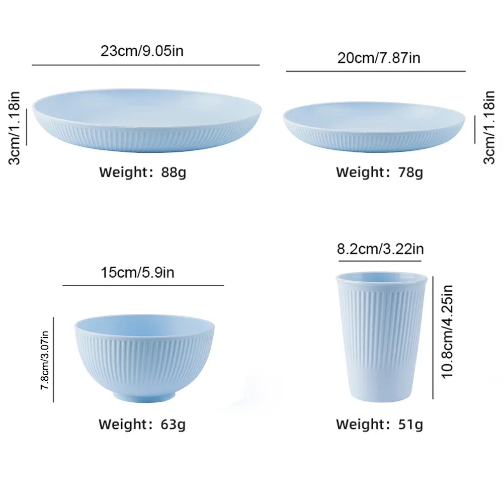Wheat Straw Reusable Plates – 23cm Round Salad & Dinner Dish Set, Microwave & Dishwasher Safe