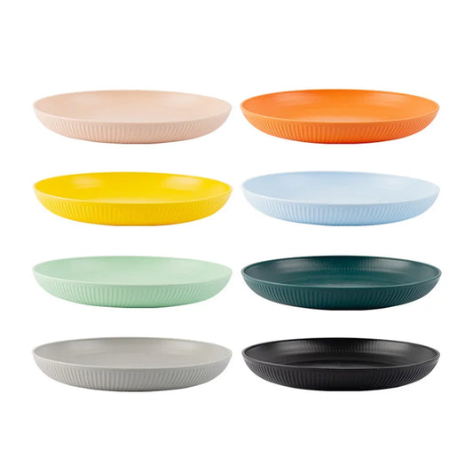 Wheat Straw Reusable Plates – 23cm Round Salad & Dinner Dish Set, Microwave & Dishwasher Safe