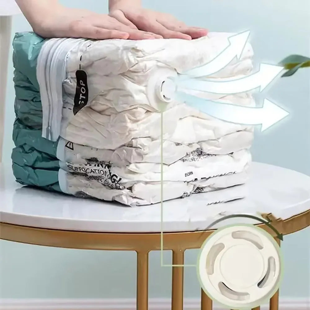 Vacuum Compression Storage Bags – Large, Reusable, No Pump Design for Travel & Home