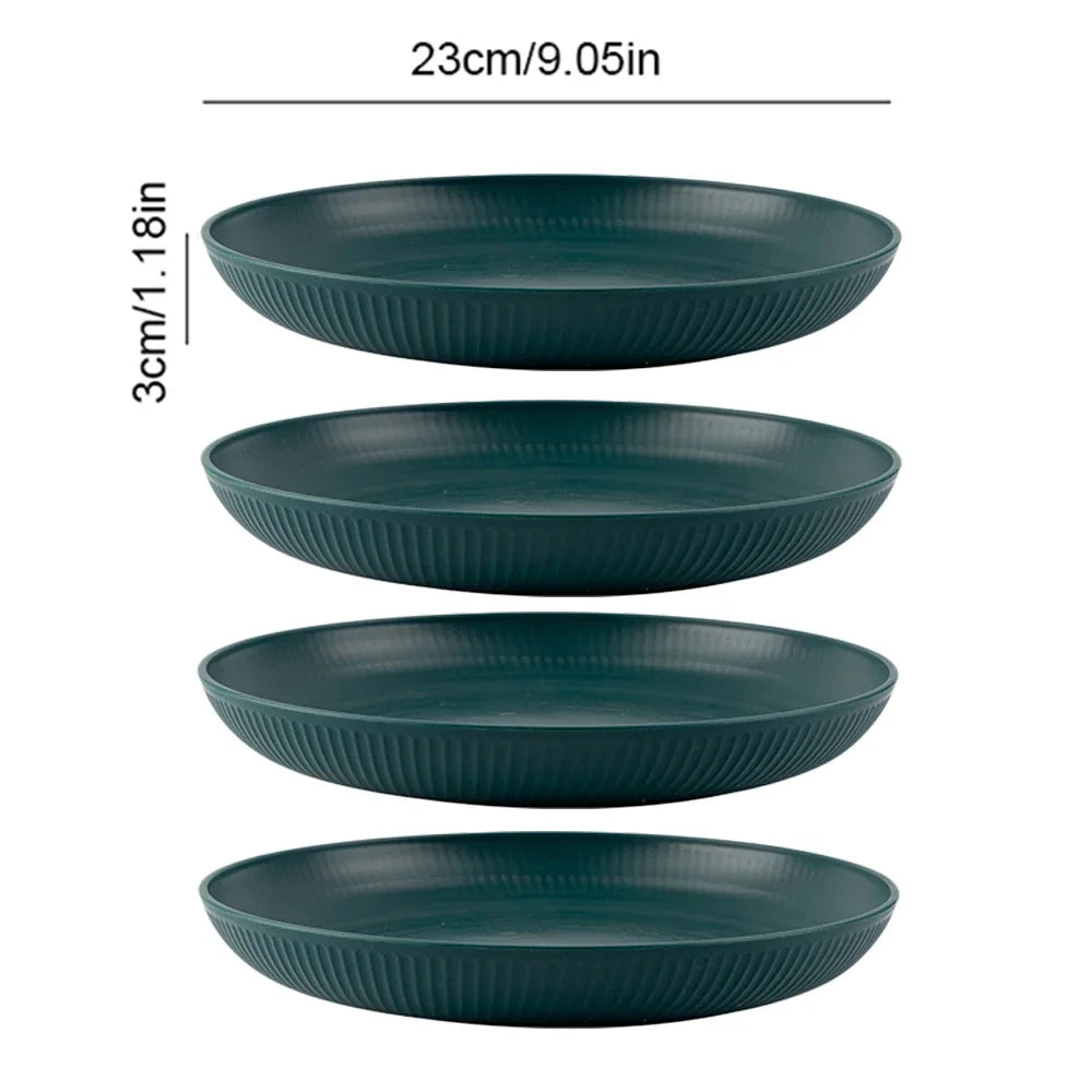 Wheat Straw Reusable Plates – 23cm Round Salad & Dinner Dish Set, Microwave & Dishwasher Safe