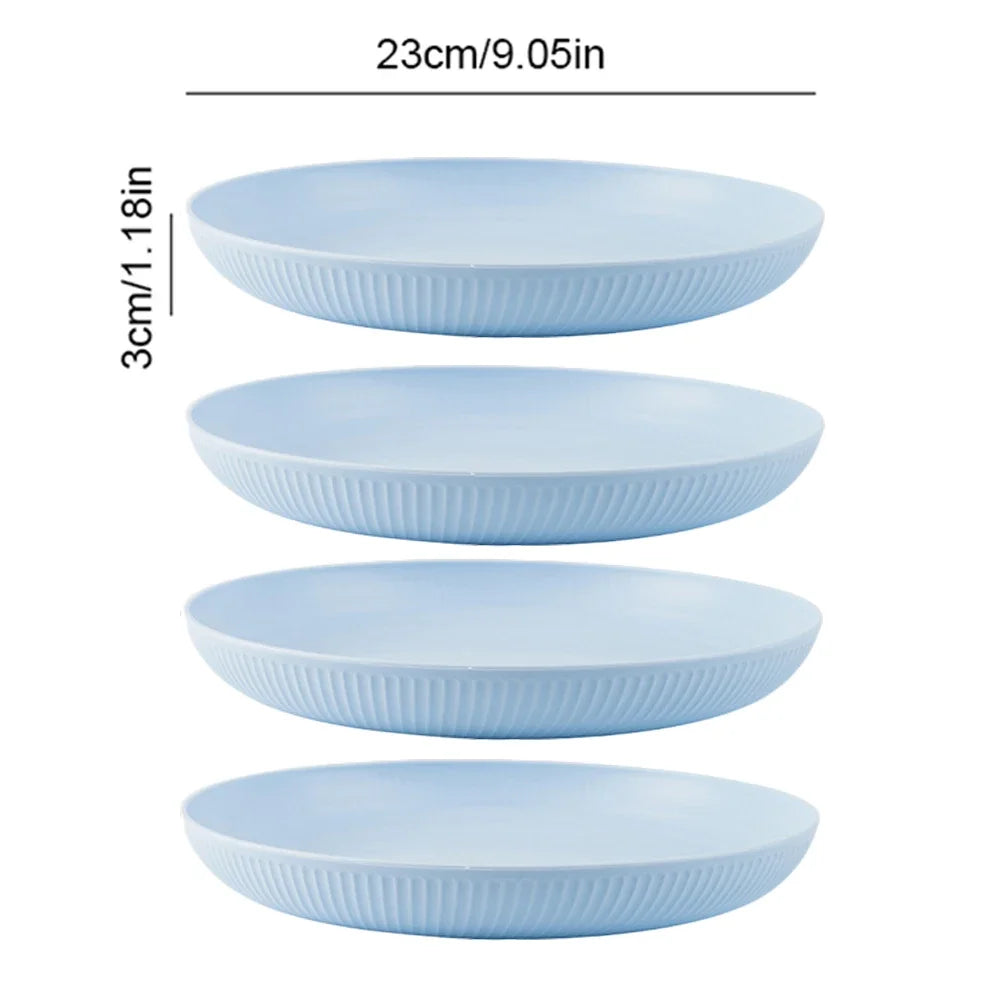 Wheat Straw Reusable Plates – 23cm Round Salad & Dinner Dish Set, Microwave & Dishwasher Safe