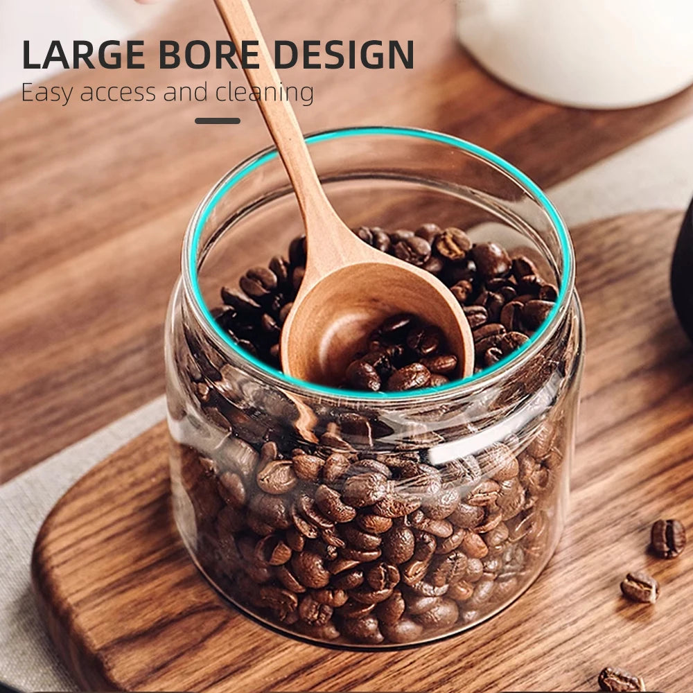 Vacuum Sealed Glass Jar for Coffee Beans, Tea, Food & Grains – Airtight Storage Container