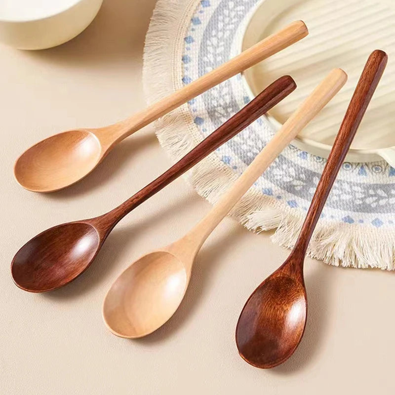 2Pcs Wooden Utensil Set – Eco-Friendly Soup & Tea Spoons for Kitchen or Café Use