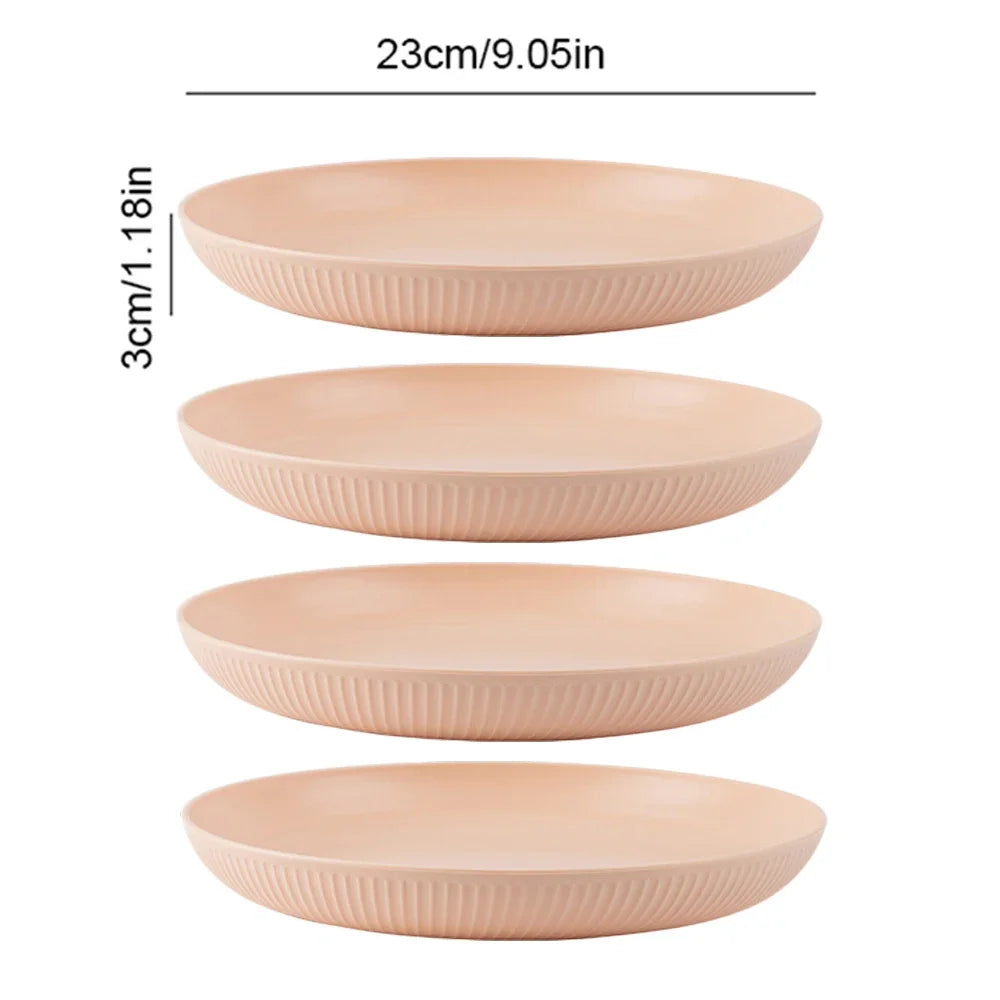 Wheat Straw Reusable Plates – 23cm Round Salad & Dinner Dish Set, Microwave & Dishwasher Safe