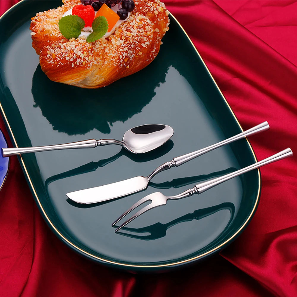 Stainless Steel Tableware Set – 6/24/30 Pcs Silver Dinner Flatware for Western Dining