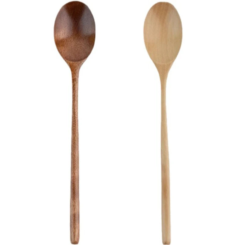 2Pcs Wooden Utensil Set – Eco-Friendly Soup & Tea Spoons for Kitchen or Café Use