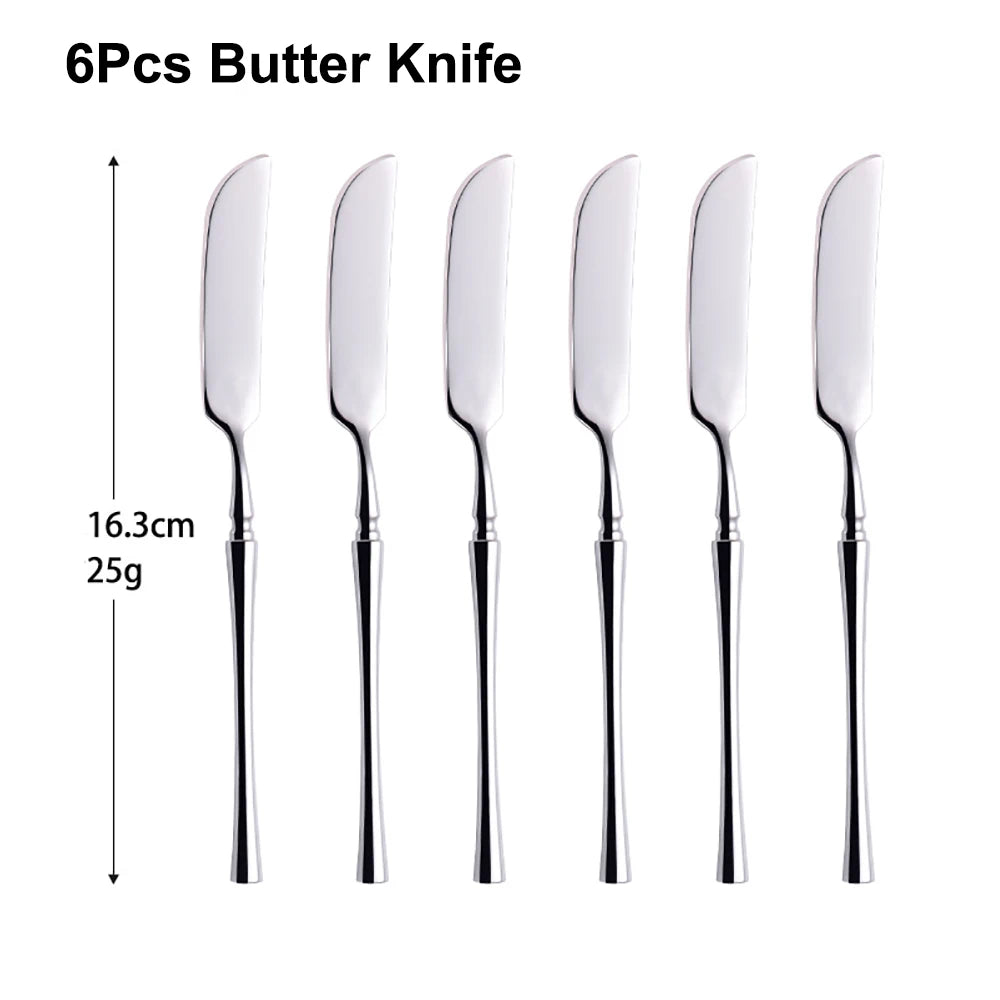 Stainless Steel Tableware Set – 6/24/30 Pcs Silver Dinner Flatware for Western Dining