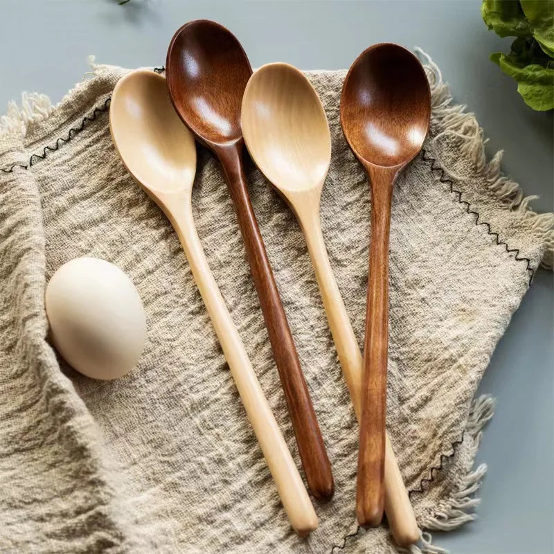2Pcs Wooden Utensil Set – Eco-Friendly Soup & Tea Spoons for Kitchen or Café Use