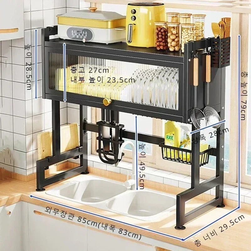 Customizable Cabinet Door Shelf Trough Over Sinks Kitchen Home Storage Drying Dish Racks