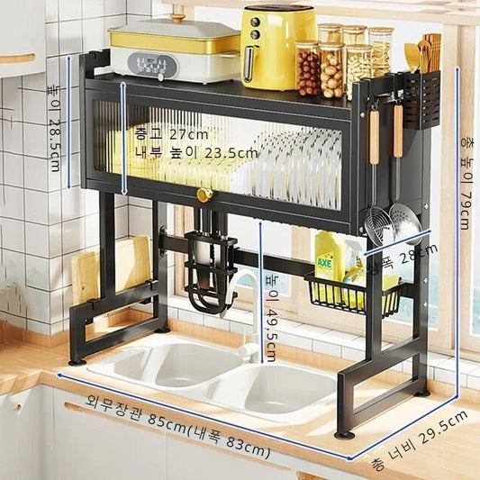 Customizable Cabinet Door Shelf Trough Over Sinks Kitchen Home Storage Drying Dish Racks